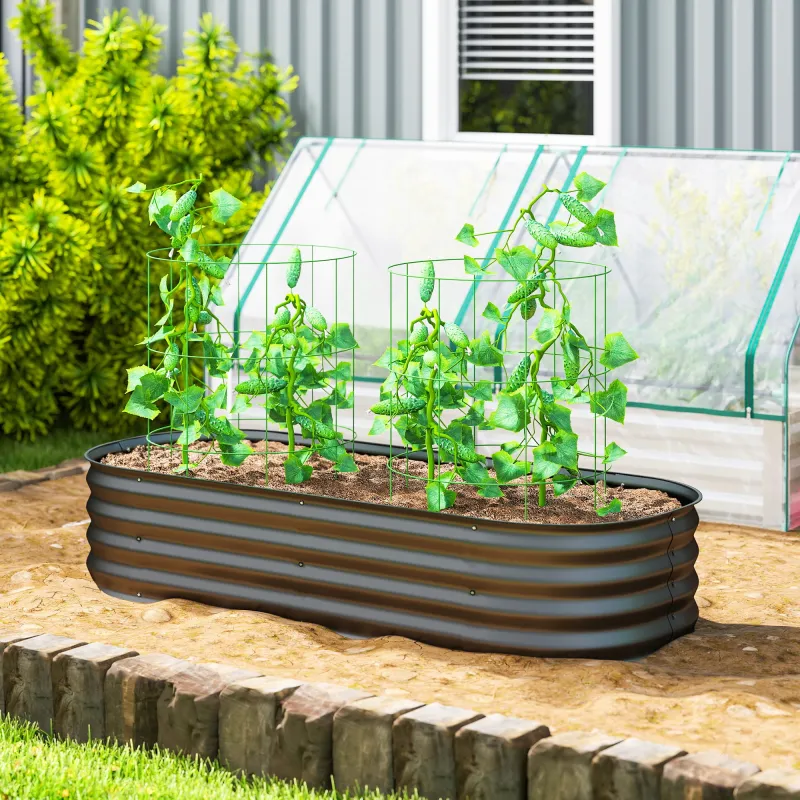 Jardinera Exterior Grande de Acero Galvanizado con Base Abierta Bordes de Seguridad Fácil Montaje 150x62x30 cm Gris - Ogal.Es