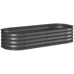 Jardinera Exterior Grande de Acero Galvanizado con Base Abierta Bordes de Seguridad Fácil Montaje 150x62x30 cm Gris - Ogal.Es