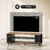 Mueble de TV Suspendido o de Pie con Ruedas 4 Estantes para Televisión de 55 Pulgadas 120x40x38,5 cm Nogal y Negro - Ogal.Es