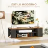 Mueble de TV Suspendido o de Pie con Ruedas 4 Estantes para Televisión de 55 Pulgadas 120x40x38,5 cm Nogal y Negro - Ogal.Es