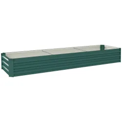 Jardinera Exterior Grande Rectangular de Acero Galvanizado Huerto Urbano con Base Abierta 240x60x30 cm Verde - Ogal.Es