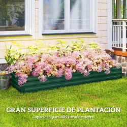 Jardinera Exterior Grande Rectangular de Acero Galvanizado Huerto Urbano con Base Abierta 240x60x30 cm Verde - Ogal.Es