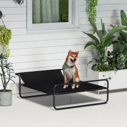 Cama Elevada para Perros Refrescante y Transpirable 106x81x33 cm Malla de Textilene Reposacabezas Inclinado Negro - Ogal.Es