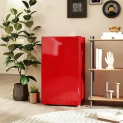 Nevera Pequeña con Congelador 91L Silenciosa Puerta Reversible Temperatura Regulable y Estantes Ajustables Rojo - Ogal.Es