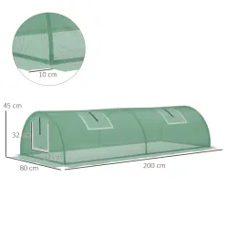 Invernadero Pequeño para Cultivo de Plantas con 4 Ventanas Marco de Acero y Cubierta de PE Anti-UV 200x80x45 cm ... - Ogal.Es