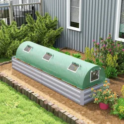 Invernadero Pequeño para Cultivo de Plantas con 5 Ventanas Marco de Acero y Cubierta de PE Anti-UV 300x80x45 cm ... - Ogal.Es