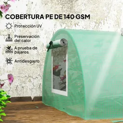 Invernadero Pequeño para Cultivo de Plantas con 5 Ventanas Marco de Acero y Cubierta de PE Anti-UV 300x80x45 cm ... - Ogal.Es