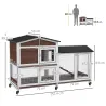 Conejera Exterior 157,4x53x99,5cm Jaula para Conejos Grande con Ruedas Techo Asfáltico Bandejas Extraíbles Rampa... - Ogal.Es