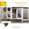 Conejera Exterior 157,4x53x99,5cm Jaula para Conejos Grande con Ruedas Techo Asfáltico Bandejas Extraíbles Rampa... - Ogal.Es