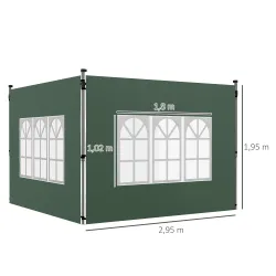 Paredes Laterales para Carpa de 3 x 3 / 3 x 4 m 2 Paneles de Tela Oxford de 295x195 cm con Ventana para Fiestas ... - Ogal.Es