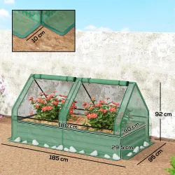 Jardinera Exterior Grande con Mini Invernadero con Base Abierta para Patio Terraza Balcón 185x95x92 cm Gris y Verde - Ogal.Es