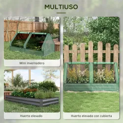 Jardinera Exterior Grande con Mini Invernadero con Base Abierta para Patio Terraza Balcón 185x95x92 cm Gris y Verde - Ogal.Es