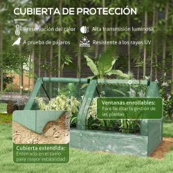 Jardinera Exterior Grande con Mini Invernadero con Base Abierta para Patio Terraza Balcón 185x95x92 cm Gris y Verde - Ogal.Es