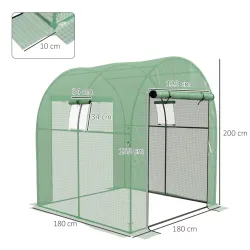 Invernadero de Túnel con 2 Puertas Enrollables 2 Ventanas de Malla y Marco de Acero Cubierta PE 135g/m² Anti-UV ... - Ogal.Es