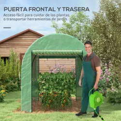 Invernadero de Túnel con 2 Puertas Enrollables 2 Ventanas de Malla y Marco de Acero Cubierta PE 135g/m² Anti-UV ... - Ogal.Es