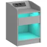 Mesita de Noche con Estación de Carga Luz LED RGB Cajón Estante Abierto Puertos USB y Control Remoto 40x40x58 Cm... - Ogal.Es