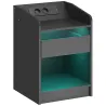 Mesita de Noche con Estación de Carga Luz LED RGB Cajón Estante Abierto Puertos USB y Control Remoto 40x40x58 Cm... - Ogal.Es