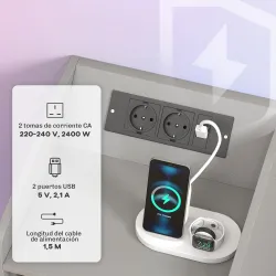 Mesita de Noche con Estación de Carga Luz LED RGB Cajón Estante Abierto Puertos USB y Control Remoto 40x40x58 Cm... - Ogal.Es