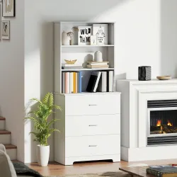 Librería de 6 Niveles con 3 Cajones 3 Estantes Abiertos Armario Alto para Salón Estudio Oficina 79x39,5x182,2 cm... - Ogal.Es