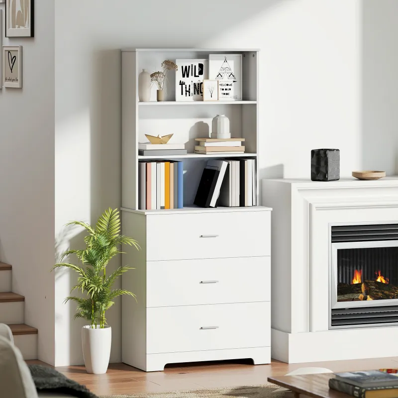 Librería de 6 Niveles con 3 Cajones 3 Estantes Abiertos Armario Alto para Salón Estudio Oficina 79x39,5x182,2 cm... - Ogal.Es