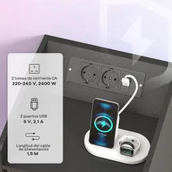 Mesita de Noche con Estación de Carga Luz LED RGB Cajón Estante Abierto Puertos USB y Control Remoto 40x40x58 Cm... - Ogal.Es