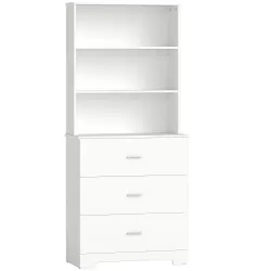 Librería de 6 Niveles con 3 Cajones 3 Estantes Abiertos Armario Alto para Salón Estudio Oficina 79x39,5x182,2 cm... - Ogal.Es