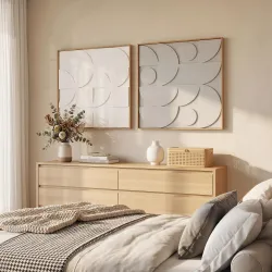 Decoración de Pared de Madera 3D de 2 Piezas con Patrones Geométricos Huecos para Salón Dormitorio Pasillo Blanco - Ogal.Es