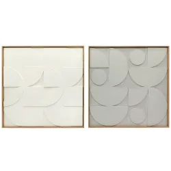 Decoración de Pared de Madera 3D de 2 Piezas con Patrones Geométricos Huecos para Salón Dormitorio Pasillo Blanco - Ogal.Es