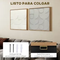 Decoración de Pared de Madera 3D de 2 Piezas con Patrones Geométricos Huecos para Salón Dormitorio Pasillo Blanco - Ogal.Es