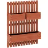 Jardinera de Pared de Madera con Enrejado y 3 Macetas Móviles para Jardín Terraza Patio 60x16x80 cm Marrón - Ogal.Es