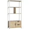 Librería Estantería para Libros con Estantes Cajones y Puerta 58x24x122 cm Estilo Industrial Blanco y Madera Nat... - Ogal.Es