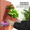 Jardinera de Pared de Madera con Enrejado y 3 Macetas Móviles para Jardín Terraza Patio 60x16x80 cm Marrón - Ogal.Es