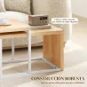 Juego de 2 Mesas de Centro Mesa Nido Moderna Marco de Metal para Salón 90x48x42 cm y 59x42x36 cm Natural y Blanco - Ogal.Es