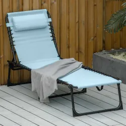 Tumbona Plegable con Reposacabezas Tumbona Jardín Exterior Reclinable 4 Posiciones con Marco de Acero 189x58x30 ... - Ogal.Es