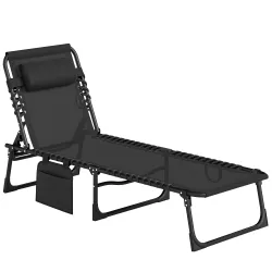 Tumbona Plegable con Respaldo Ajustable Reposacabezas Acolchado y Estructura de Acero para Exterior 189x58x30 cm... - Ogal.Es