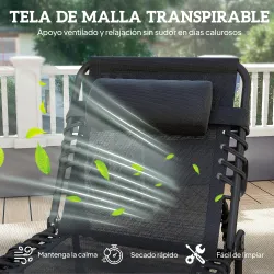 Tumbona Plegable con Respaldo Ajustable Reposacabezas Acolchado y Estructura de Acero para Exterior 189x58x30 cm... - Ogal.Es