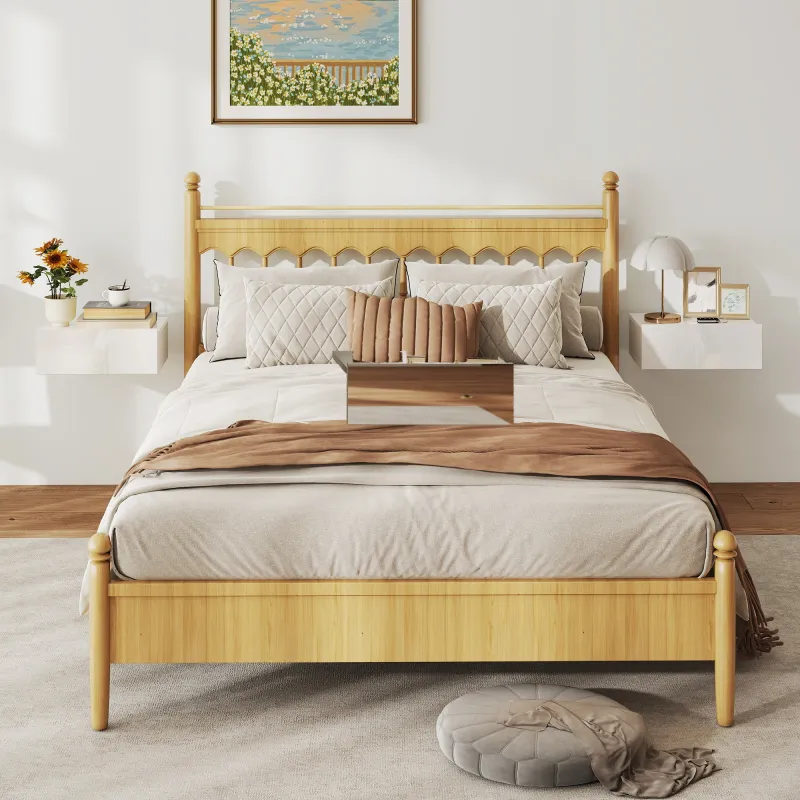 Juego de 2 Mesitas de Noche Flotantes con 1 Cajón Montado en la Pared Estilo Moderno para Dormitorio 40x30x15 cm... - Ogal.Es