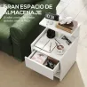 Mesita de Noche con Estación de Carga Puertos USB Cajón y Estantes Mesilla de Noche Dormitorio 40x40x60 cm Blanco - Ogal.Es