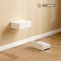 Juego de 2 Mesitas de Noche Flotantes con 1 Cajón Montado en la Pared Estilo Moderno para Dormitorio 40x30x15 cm... - Ogal.Es