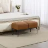 Taburete Pie de Cama Moderno de Cuero Sintético con Asiento Acolchado Grueso y Patas de Acero 80x40x46 cm Marrón - Ogal.Es