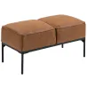 Taburete Pie de Cama Moderno de Cuero Sintético con Asiento Acolchado Grueso y Patas de Acero 80x40x46 cm Marrón - Ogal.Es