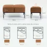 Taburete Pie de Cama Moderno de Cuero Sintético con Asiento Acolchado Grueso y Patas de Acero 80x40x46 cm Marrón - Ogal.Es