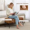 Taburete Pie de Cama Moderno de Cuero Sintético con Asiento Acolchado Grueso y Patas de Acero 80x40x46 cm Marrón - Ogal.Es
