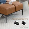 Taburete Pie de Cama Moderno de Cuero Sintético con Asiento Acolchado Grueso y Patas de Acero 80x40x46 cm Marrón - Ogal.Es