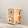 Caseta para Gatos de Madera Exterior de 2 Niveles con Techo Abatible Panel Central Extraíble 51x51x81,3 cm Natural - Ogal.Es