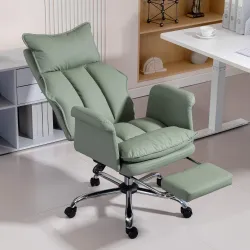 Silla de Escritorio con Reposapiés Respaldo Reclinable Alto Acolchado Grueso Tapizada en Cuero Sintético Ruedas ... - Ogal.Es