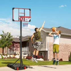 Canasta de Baloncesto con Altura Ajustable 178-208 cm Ruedas y Base Rellenable para Adolescentes y Adultos Rojo ... - Ogal.Es