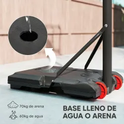 Canasta de Baloncesto con Altura Ajustable 178-208 cm Ruedas y Base Rellenable para Adolescentes y Adultos Rojo ... - Ogal.Es