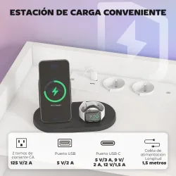 Juego de 2 Mesitas de Noche Flotantes con Estación de Carga Cajón Estante Abierto 40x29x29 cm Blanco - Ogal.Es