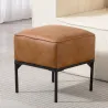 Reposapiés Salón Taburete Bajo Tapizado en PU con Patas de Acero Acolchado Grueso Otomana para Sofá Marrón - Ogal.Es